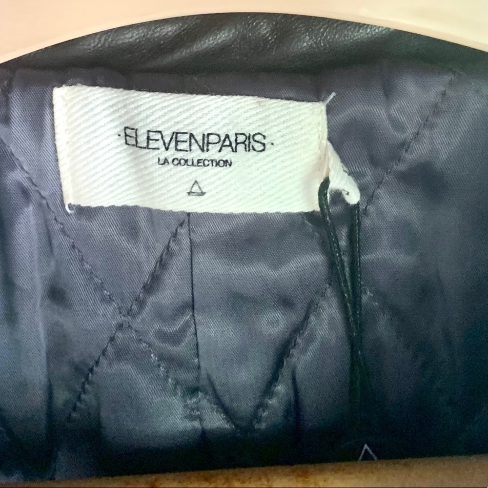 ELEVEN PARIS Wool Leather 40 Winter Over Coat Jacket Heavy - Picture 8 of 12